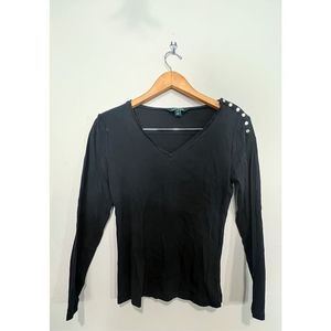 Lauren by Ralph Lauren Long Sleeve Blouse Women’s Size Medium Black